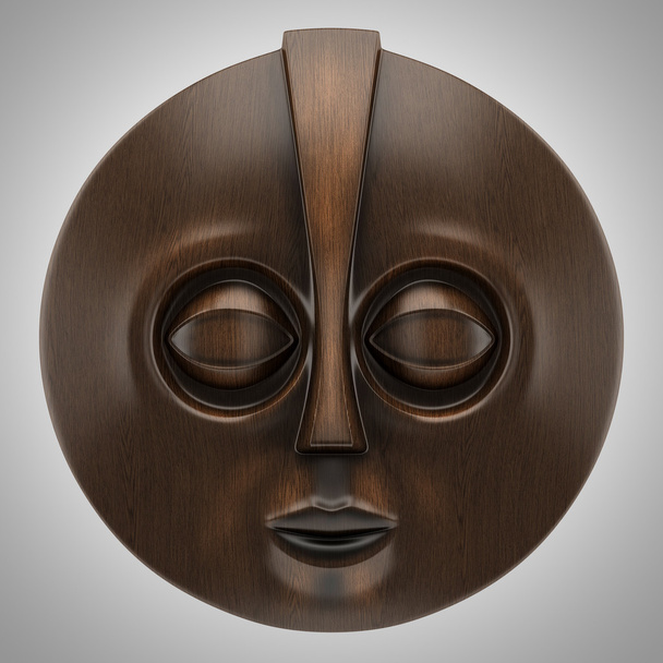 fából készült afrikai maszk elszigetelt szürke háttér - Fotó, kép