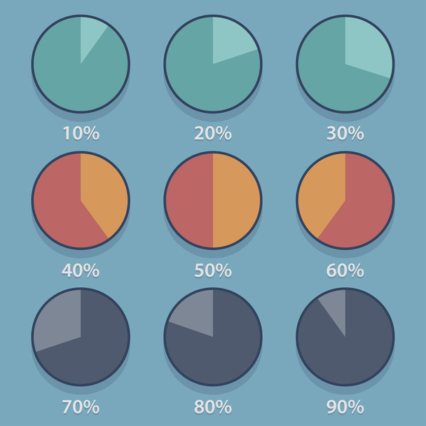 Circle chart, graph, infographic percentage templates collection. - Vektor, kép