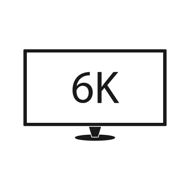 6K επιγραφή στην οθόνη της τηλεόρασης. Σχεδιασμός διανύσματος ποιότητας HD - Διάνυσμα, εικόνα