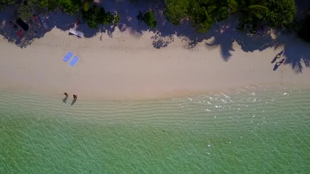 Avión teledirigido aéreo paisaje marino del paraíso vista al mar viaje de playa por el agua verde azul con fondo de arena blanca - Imágenes, Vídeo