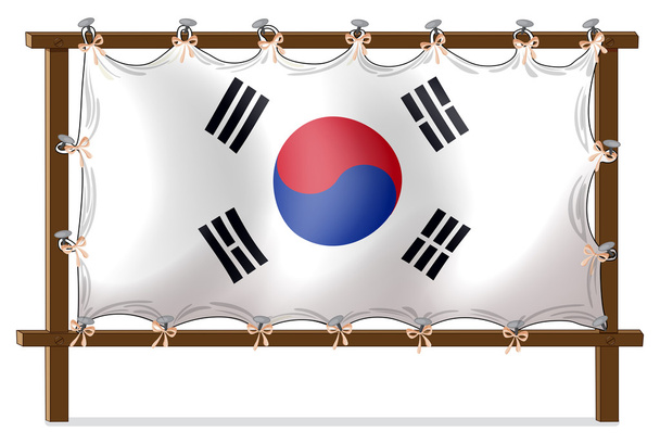 Деревянная рама с флагом Кореи
 - Вектор,изображение