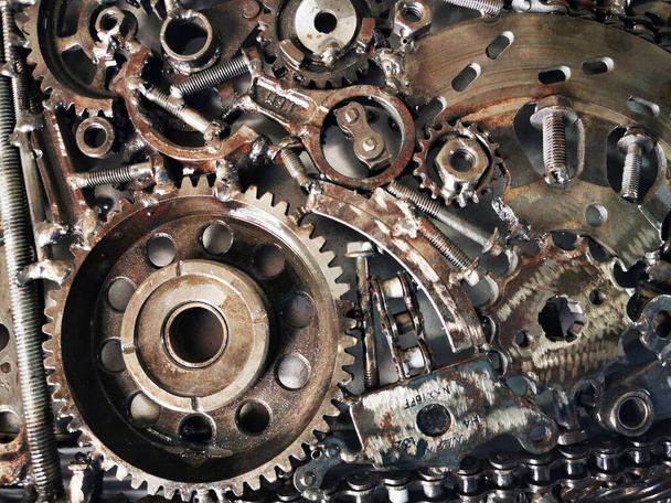 iron steampunk cogwheel texture as technology background - Photo, Image