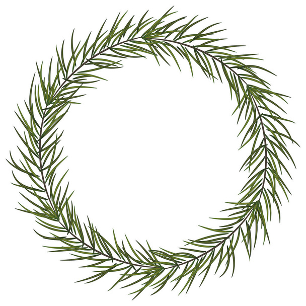 Christmas wreath with branches of pine. Xmas decoration.Vector Christmas design element. Template for card, banner, gift voucher, label. winter garland. Greeting card. festive decor/ Eps 10 - Wektor, obraz