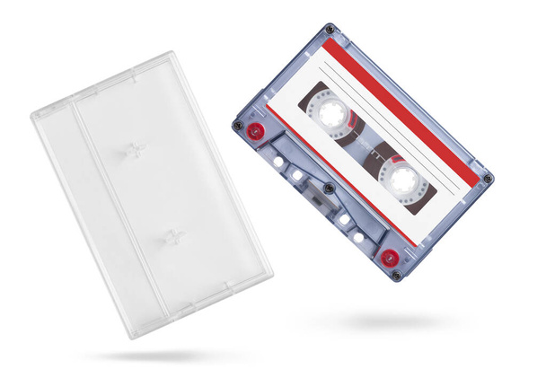 audiocassette isolated on a white background. Audio tape with box. - Fotoğraf, Görsel