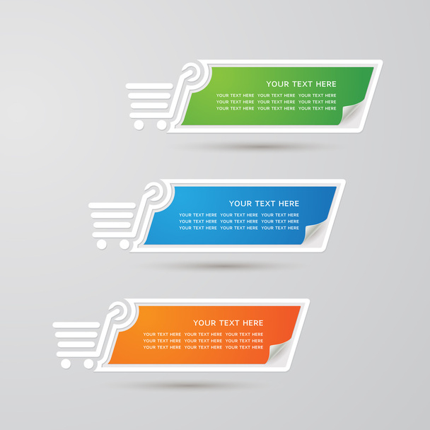 Etiqueta Colorido conjunto de compras de papel, vector
 - Vector, Imagen