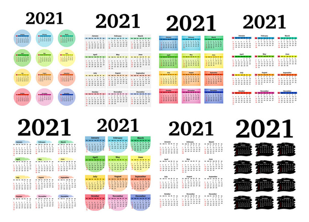Календар на 2021 рік ізольовано на білому тлі
 - Вектор, зображення
