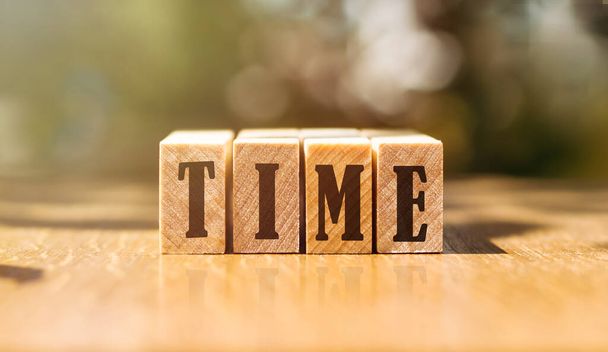 Time Word written on wood block. Time text for your desing - Fotografie, Obrázek