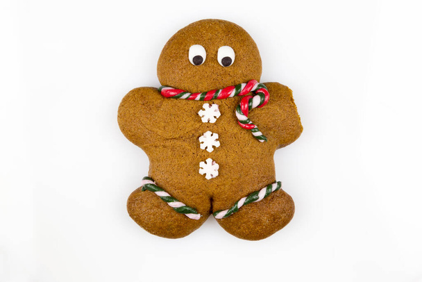 Gingerbread man against white background - Photo, Image