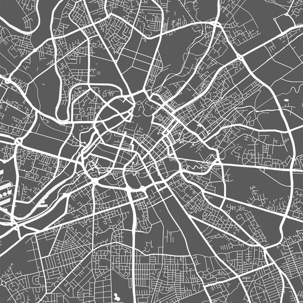 Manchester şehir haritası. Vektör illüstrasyonu, Manchester haritası gri pullu sanat posteri. Yollu sokak haritası, metropol şehir manzaralı. - Vektör, Görsel