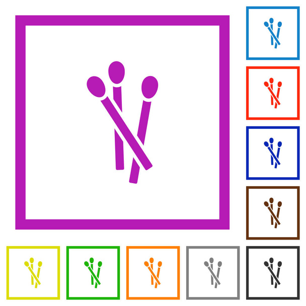 Abbinamenti icone a colori piatte in cornici quadrate su sfondo bianco - Vettoriali, immagini