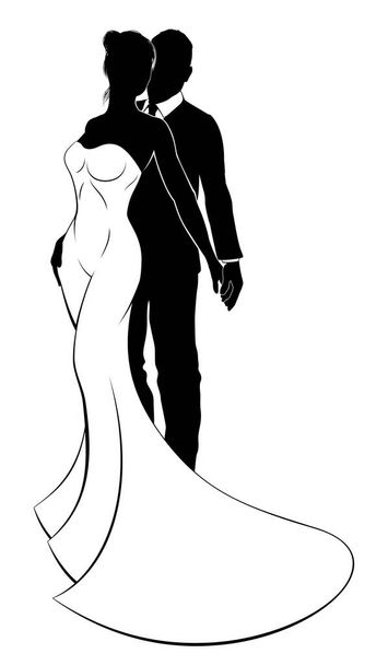 Bride and Groom Wedding Silhouette - Вектор,изображение