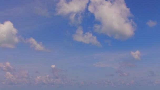 ヤシの木の近くに青い海と白い砂の背景によって豪華な島のビーチタイムのスペースの風景をコピー - 映像、動画