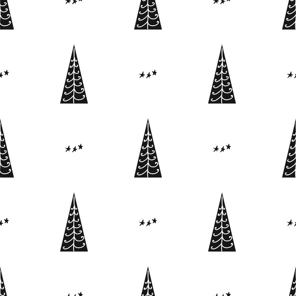 Бесшовный узор с елкой и снежинкой для зимних праздников дизайн. - Вектор,изображение