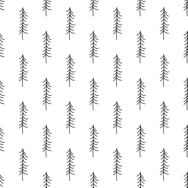 Seamless pattern with Christmas tree and snowflake for winter holidays design. - Vector, Image