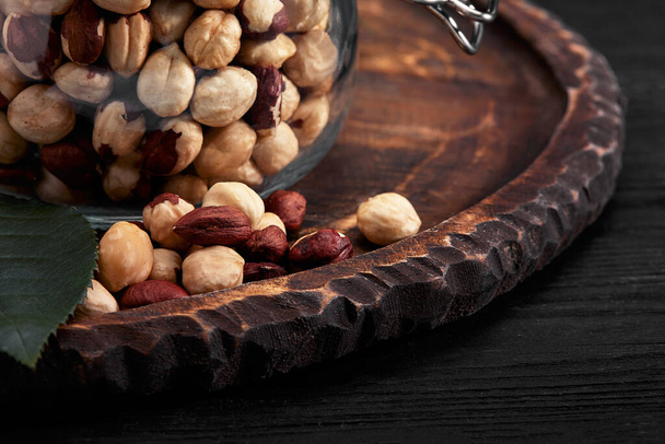 Hazelnut kernels as detailed close up shot, selective focus - Fotografie, Obrázek