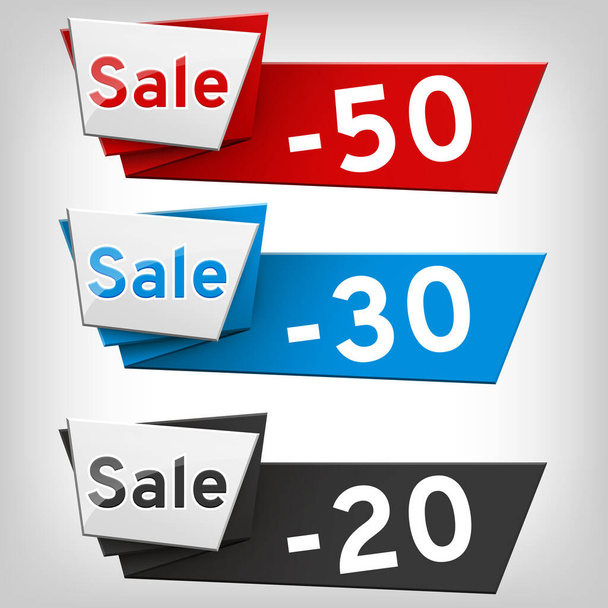 Set of isolated sale banners. Sale and Discounts Concept. Special offer banner for web design and discount promotion. Stock vector illustration. - Vector, Image