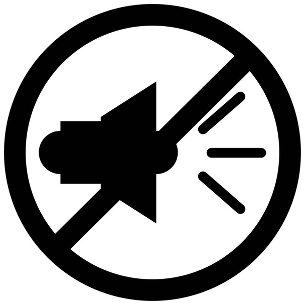 No sound or music icon. Isolated mute and warning illustration. Keep silence with forbidden and prohibited red sign. - Vector, Image