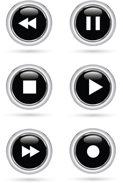 Black play buttons - Vector, afbeelding