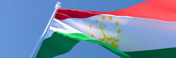 3D απόδοση της εθνικής σημαίας του Τατζικιστάν που κυματίζει στον άνεμο - Φωτογραφία, εικόνα