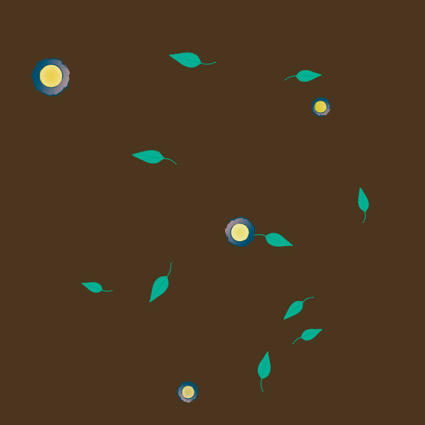 векторний шаблон з простими барвистими квітами і зеленим листям
 - Вектор, зображення