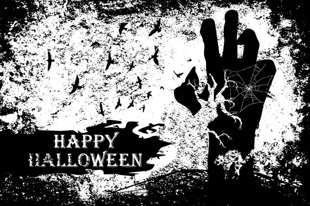 Zombie Monster Hand schwarz Halloween Hintergrund. - Vektor, Bild