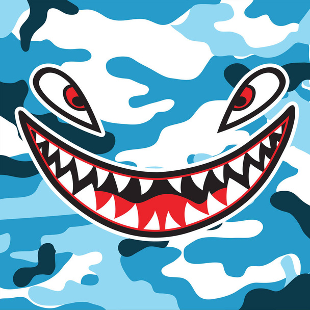 Flying Tiger Акула рот Наклейка Вінілова посмішка Векторна ілюстрація
  - Вектор, зображення