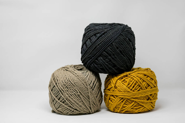 A closeup shot of multicolored knitting wool balls - Φωτογραφία, εικόνα