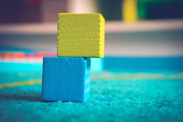 A closeup shot of wooden toy blocks - Foto, Imagem