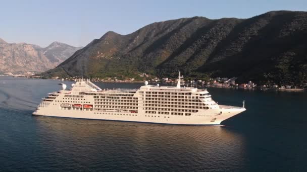 Cruise ship near Perast in Montenegro - Footage, Video