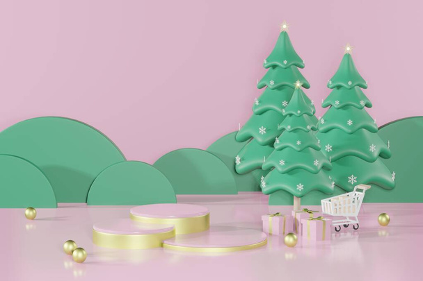 3D rendering Natale modello vuoto podio mockup per il posizionamento del prodotto - Foto, immagini