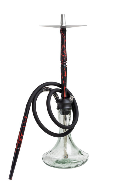 Beautiful red and black hookah on a white background - Fotó, kép