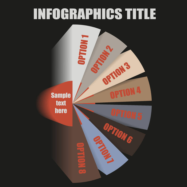 dark circular infographic template - Vector, Image