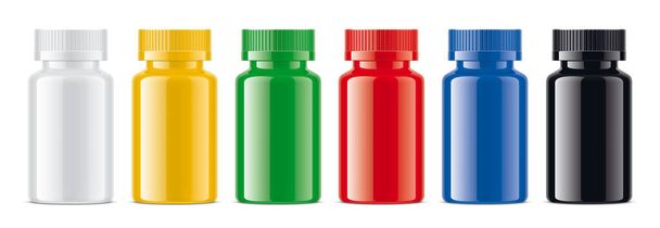Colored Medical Bottles set. Non-transparent version.  - Foto, Imagem