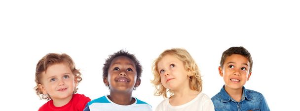 Pensive children imagining isolated on a white background - Photo, image