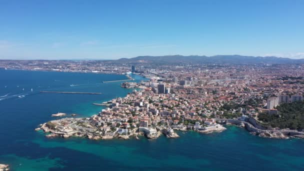 Vista aérea global de la ciudad de Marsella, Francia - Imágenes, Vídeo