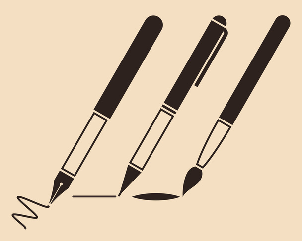 toll és ecset - Vektor, kép