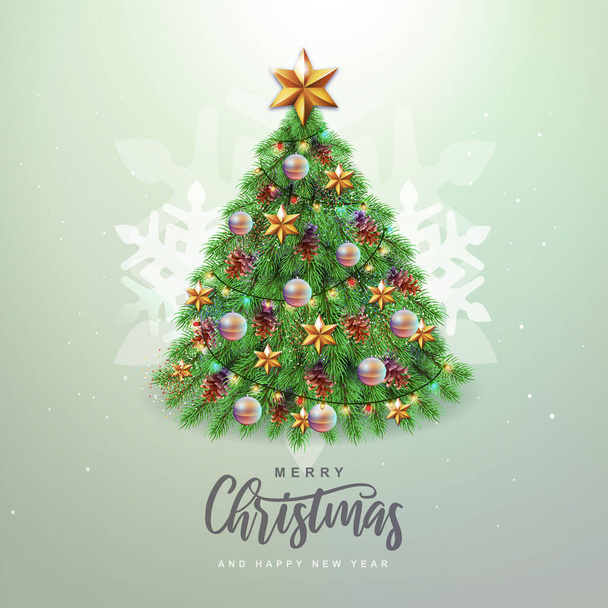 Christmas concept design. Holiday decorative Christmas tree. Vector illustration - Вектор,изображение