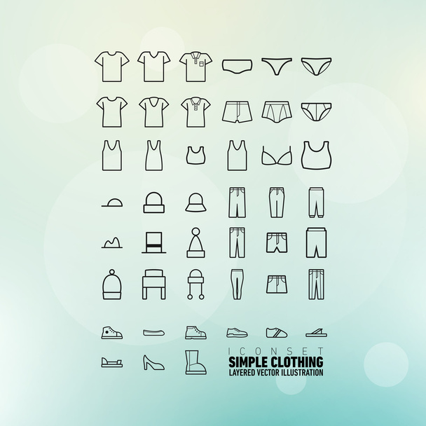 Simple Clothing Icons Set - Vector, Image