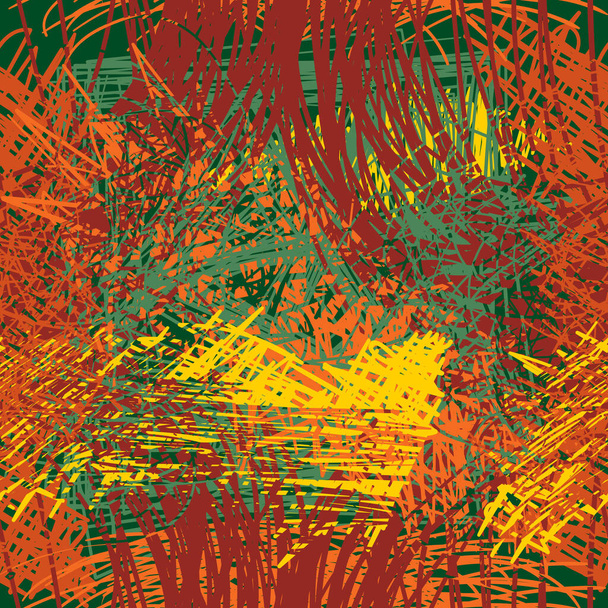 Abstracte grunge naadloos patroon van armoedige slordige slagen. Stedelijke herfst camouflage textuur staal. Creatieve kleurrijke achtergrond. - Vector, afbeelding