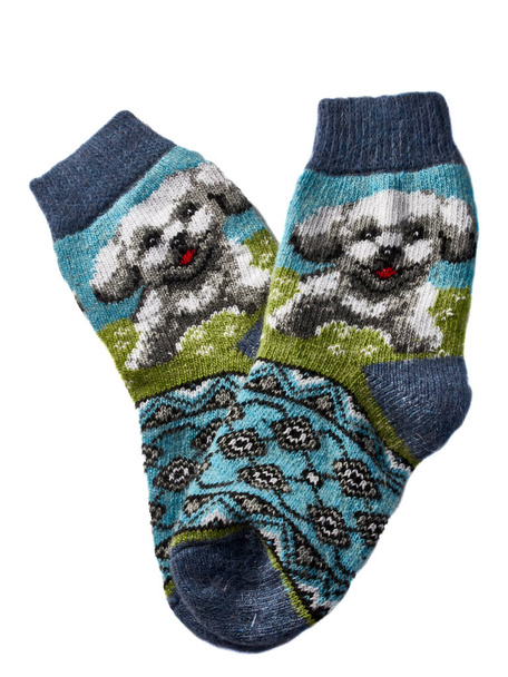 Un par de calcetines de lana sobre fondo blanco. Foto de alta calidad - Foto, imagen