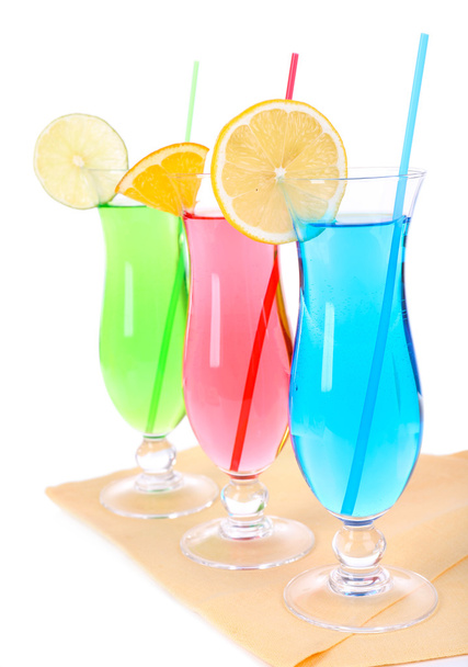 Glasses of cocktails isolated on white - Foto, afbeelding