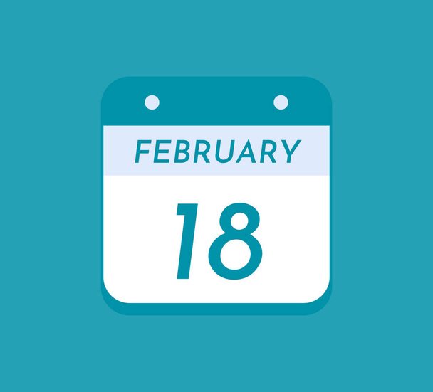 18 de febrero Calendario de un solo día, 18 de febrero - Vector, Imagen