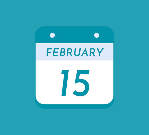 February 15 Single Day Calendar, 15 February - Vetor, Imagem