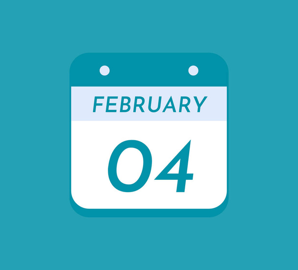 February 04 Single Day Calendar, 04 February - Vector, Image