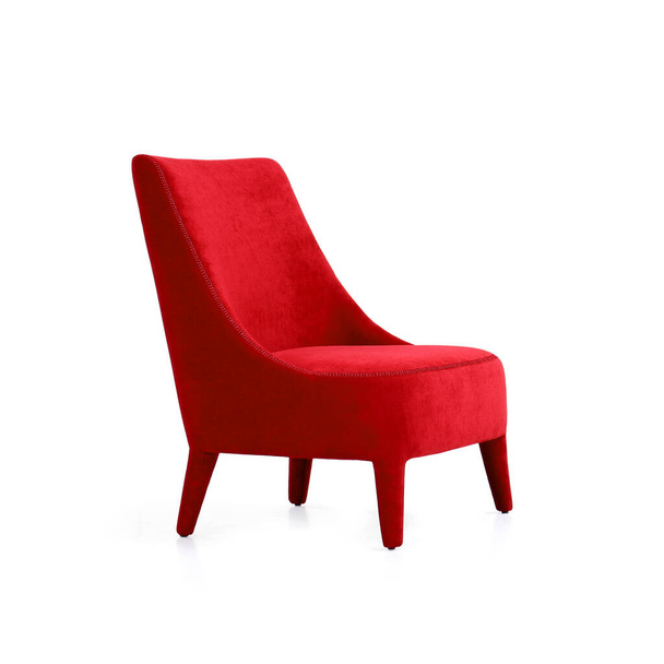 Classic high back armchair art deco style in red velvet isolated on white background. Series of furniture - Photo, image