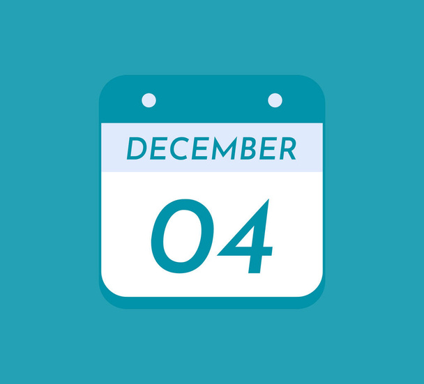 December 4 Single Day Calendar, 4 December - Vector, Image