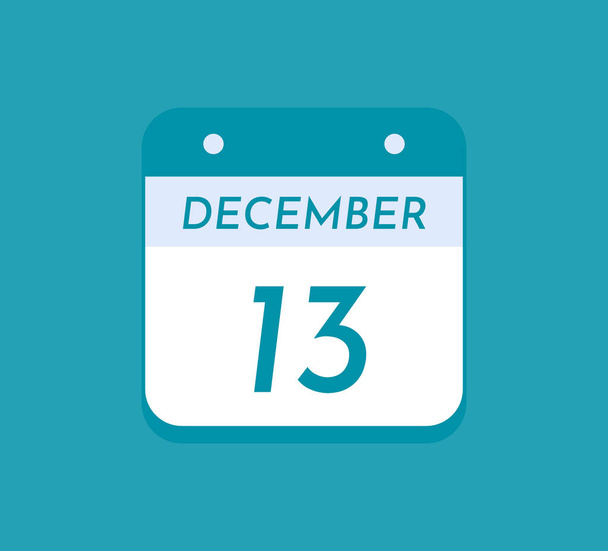 December 13 Single Day Calendar, 13 December - Vector, Image
