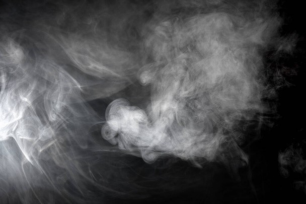 Texture of gray smoke on black background - Фото, изображение