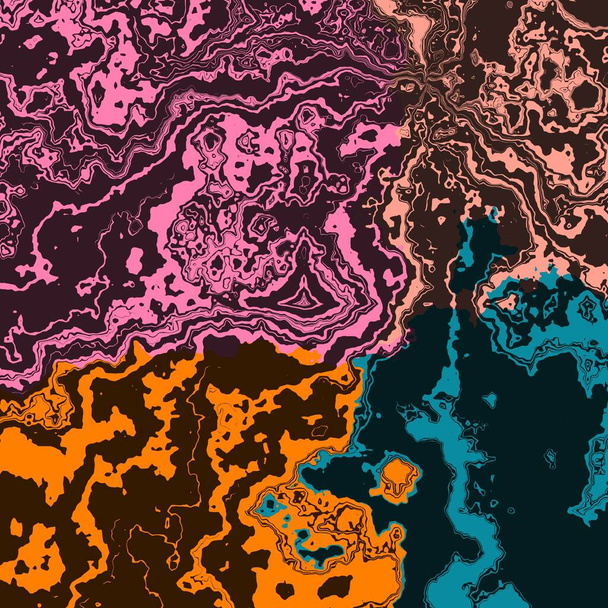 růžová oranžová a tyrkysově modrá radiální mizející bod geometrické vzory a vzory - Fotografie, Obrázek