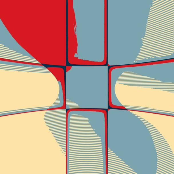style kilt dans des couleurs rétro art déco de motifs découpés gris beige et rouge et de formes géométriques - Photo, image